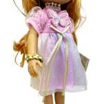 Papusa MayMay Girls 34 cm cu par blond si rochita eleganta roz material plastic cauciucat - imagine 4
