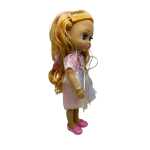 Papusa MayMay Girls 34 cm cu par blond si rochita eleganta roz material plastic cauciucat - imagine 2