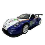 Macheta Porsche RSR Racing 1:32 replica metal lumini si sunete usi deschise alb albastru