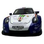 Macheta Porsche RSR Racing 1:32 replica metal lumini si sunete usi deschise alb albastru - imagine 3