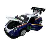 Macheta Porsche RSR Racing 1:32 replica metal lumini si sunete usi deschise alb albastru - imagine 8