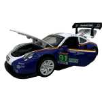 Macheta Porsche RSR Racing 1:32 replica metal lumini si sunete usi deschise alb albastru - imagine 10