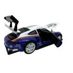 Macheta Porsche RSR Racing 1:32 replica metal lumini si sunete usi deschise alb albastru - imagine 15