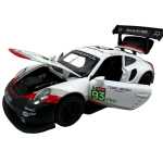 Macheta Porsche RSR Racing 1:32 replica metal lumini si sunete usi deschise alb rosu - imagine 8