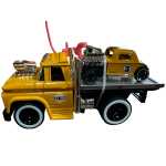 Macheta Platforma Camion Tractare Masina retro 16cm galben cu sunet si lumini - imagine 2