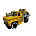 Macheta Platforma Camion Tractare Masina retro 16cm galben cu sunet si lumini - imagine 3