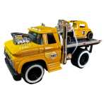 Macheta Platforma Camion Tractare Masina retro 16cm galben cu sunet si lumini