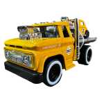 Macheta Platforma Camion Tractare Masina retro 16cm galben cu sunet si lumini - imagine 5