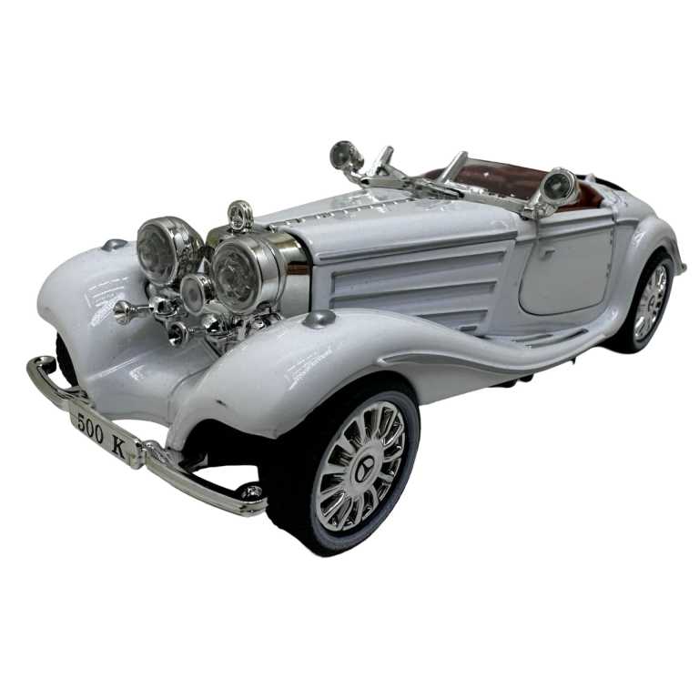 Macheta Mercedes 500K epoca alb 1/32 lumini sunet deschide usile si capotele