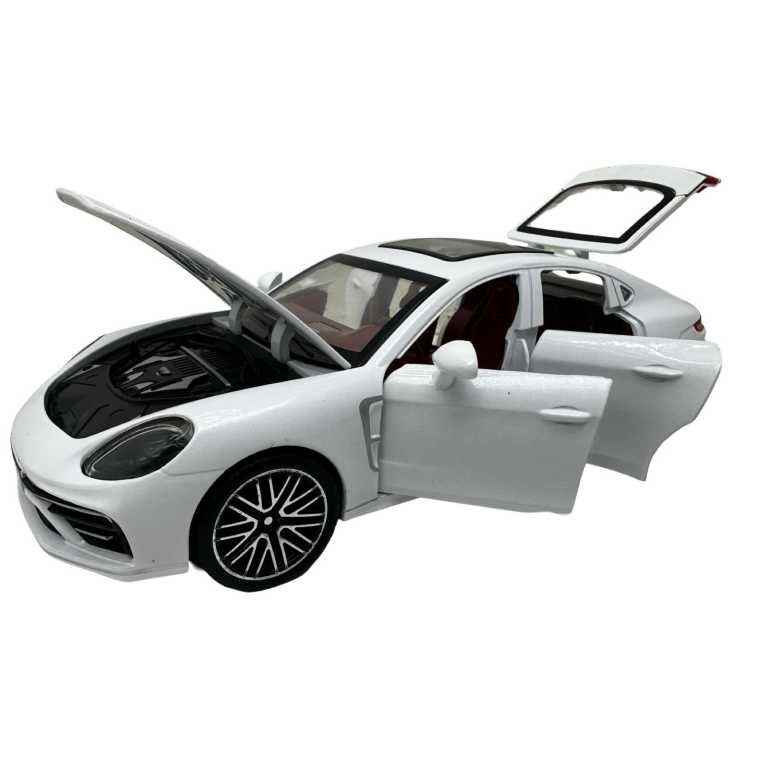 Macheta Porsche Panamera alb 1/24 sunete lumini deschide usile si capotele