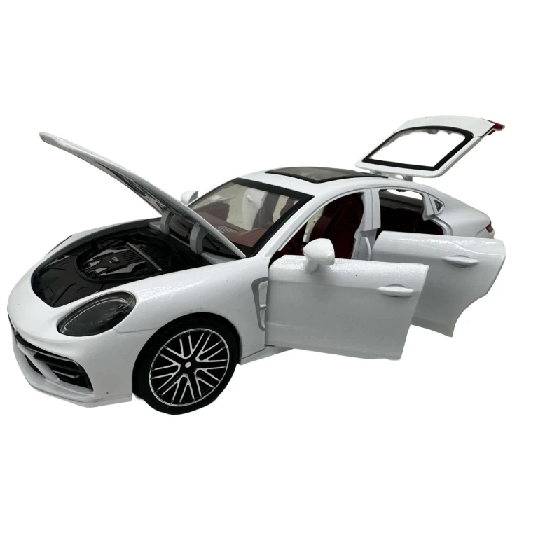 Macheta Porsche Panamera alb 1/24 sunete lumini deschide usile si capotele