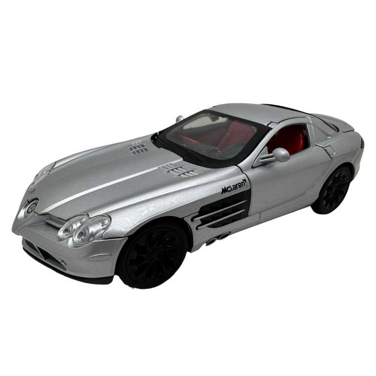Macheta Mercedes McLaren SLR argintiu lumini sunet deschide toate usile si capotele