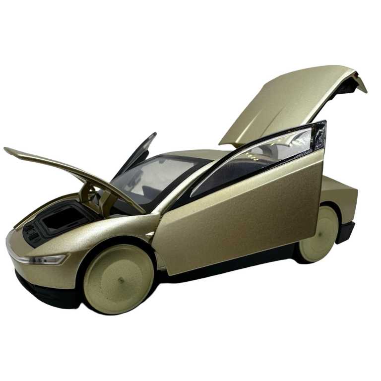 Macheta Tesla Cybercab robotaxi aurie cu sunete lumini deschide usile si capota