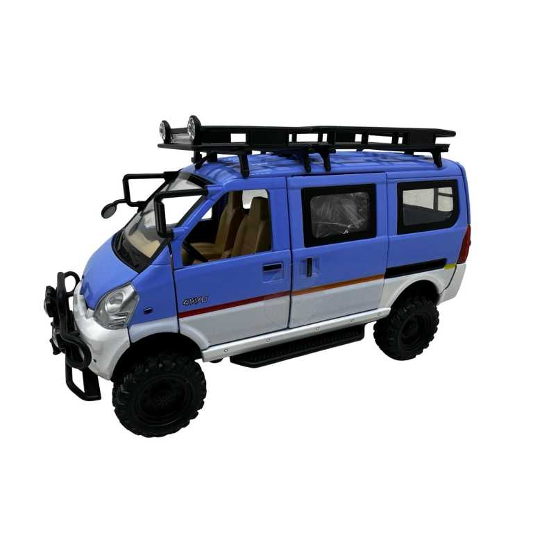 Macheta CamperVan duba albastra cu sunete lumini deschide usile