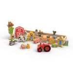 Puzzle alfabet ferma din lemn 26 piese cu tava 51.5x15.5 cm jucarie STEM