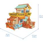 Puzzle 3D creativ din lemn casa cabana de la tara de construit cu 73 piese - imagine 2