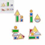 Blocuri de constructie senzoriale din lemn cu acril colorat set educativ STEM