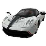 Macheta metal Pagani Huayra roadster alb 1/18 sunet, lumini, deschide usile si capotele