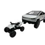 Macheta Tesla Cybertruck cu rulota si atv gri 1/36 sunete lumini deschide usi - imagine 4