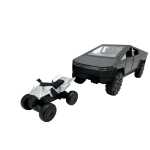 Macheta Tesla Cybertruck cu rulota si atv neagra 1/36 sunete lumini deschide usi - imagine 4