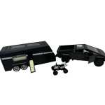 Macheta Tesla Cybertruck cu rulota si atv neagra 1/36 sunete lumini deschide usi - imagine 6