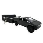 Macheta Tesla Cybertruck cu rulota si atv neagra 1/36 sunete lumini deschide usi - imagine 9