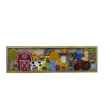 Puzzle alfabet ferma din lemn 26 piese cu tava 51.5x15.5 cm jucarie STEM