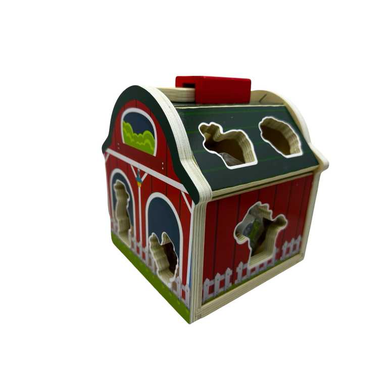 Casuta ferma animalelor din lemn cu potrivire forme STEM 19x19x19 cm