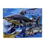 Set constructie Tralalero Tralala 251 piese blocuri tip Lego, rechin articulat cu pantofi sport