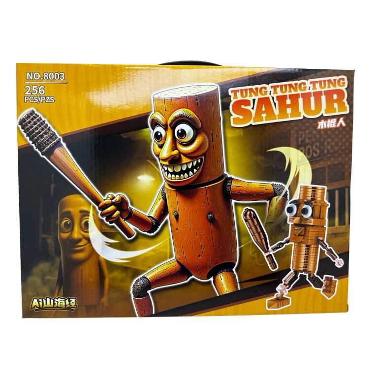 Set constructie Tung Tung Tung Sahur 256 piese blocuri tip Lego 8003