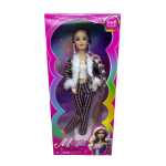 Papusa Magic Super Fashion cu par lung impletit, tinuta eleganta si cercei