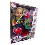 Papusa interactiva Baby Doll Lovely Set cu 12 sunete, accesorii, olita si biberon - imagine 2
