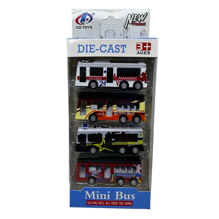 set 4 autobuze din metal