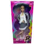 Papusa Magic Super Fashion cu par lung impletit, tinuta eleganta si cercei