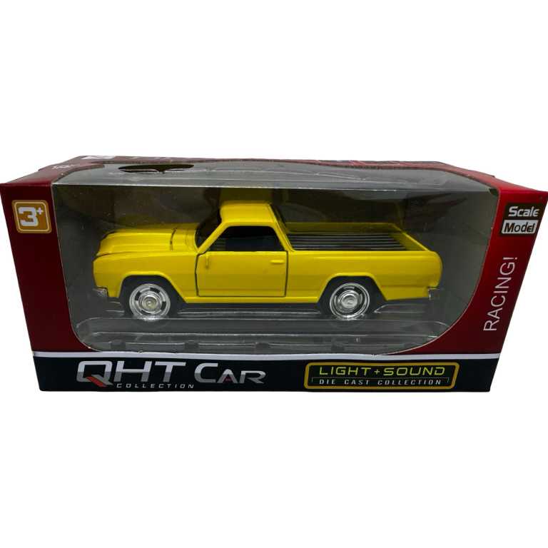 Macheta metalica Pick-Up Classic galbena 1:32 Die-Cast cu lumini si sunete