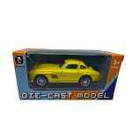 Masinuta metalica sport clasica galbena1:43 cu usi tip aripa si mecanism pull-back