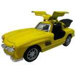 Masinuta metalica sport clasica galbena1:43 cu usi tip aripa si mecanism pull-back