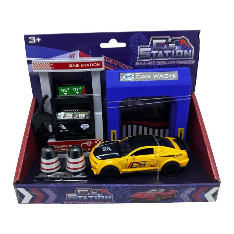 Macheta Ford Mustang 1/43 si statie auto pompa de benzina si spalatorie – Car Station