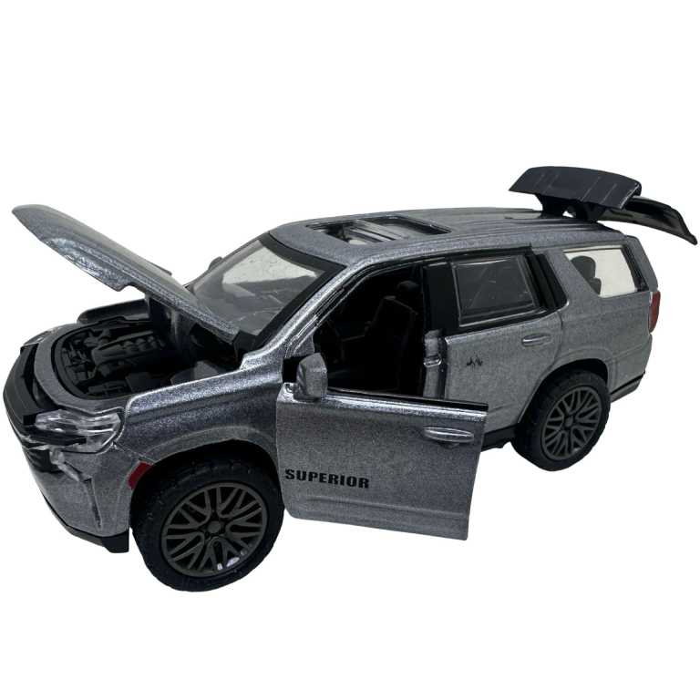 Macheta metalica SUV gri Die-Cast 1:32 cu lumini si sunete, usi deschise