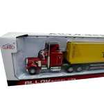 Macheta Camion American container metalic cu remorca MSC 36 cm lumini si sunete pull back - imagine 4