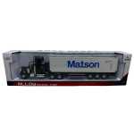 Macheta Camion American container metalic cu remorca Maston 36 cm lumini si sunete pull back