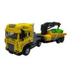 Camion platforma Rescue cu macara si masina sport verde