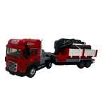 Macheta Camion cu macara, lumini sunete si remorca transport lemne