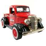 Macheta metal camioneta rosie retro cu sunet si lumini 1/32 - imagine 3