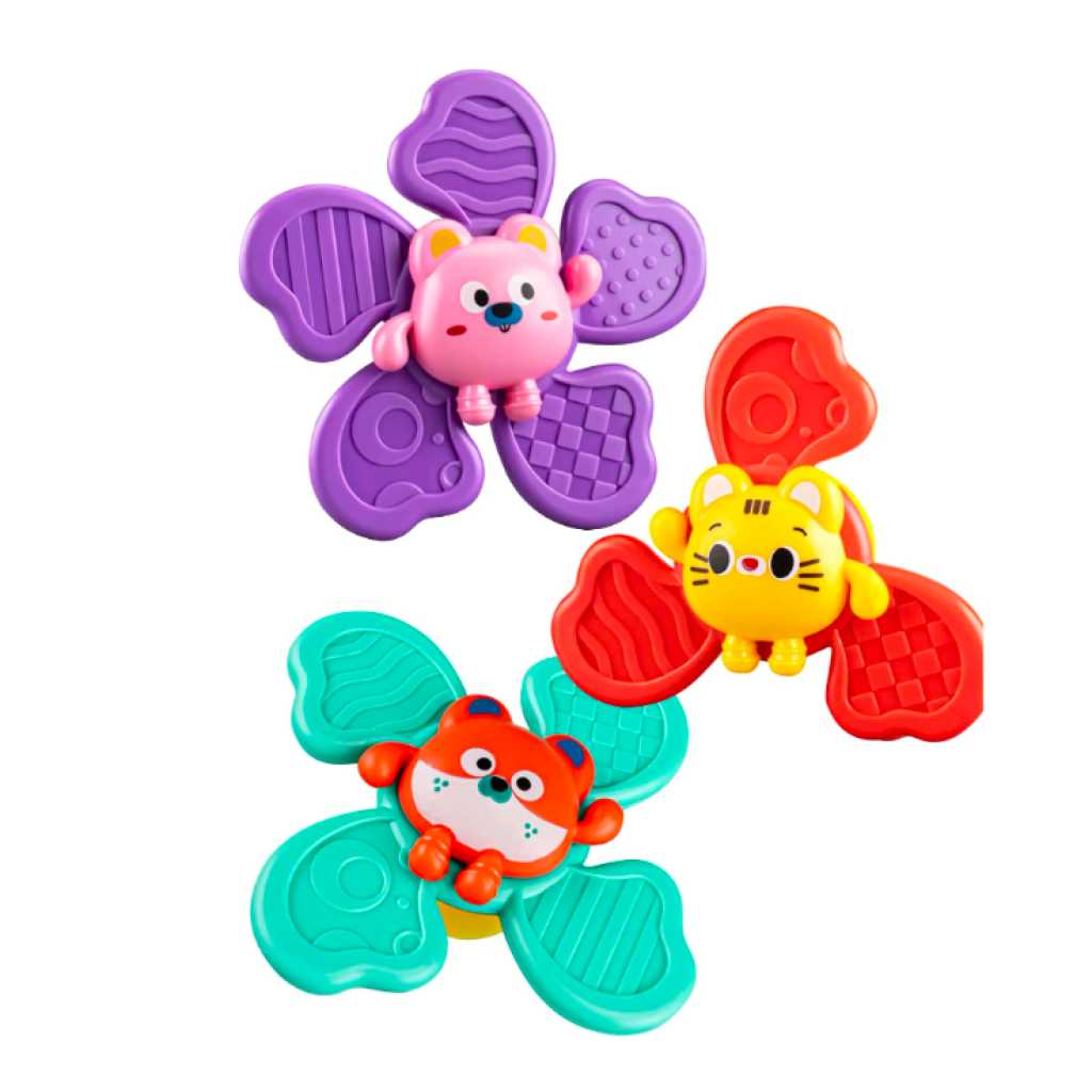Set 3 jucarii cu ventuza spinner pentru bebelusi spinner silicon 10 luni plus