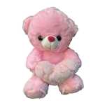 Urs roz de plus cu inima cu trandafiri