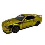 Macheta Nissan Skyline GTR R34 auriu scara 1:32 replica metal lumini si sunete usi deschise