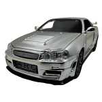 Macheta Nissan GTR R34 argintiu scara 1:32 replica metal lumini si sunete usi deschise - imagine 4