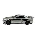 Macheta Nissan GTR R34 argintiu scara 1:32 replica metal lumini si sunete usi deschise - imagine 5