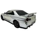 Macheta Nissan GTR R34 argintiu scara 1:32 replica metal lumini si sunete usi deschise - imagine 6